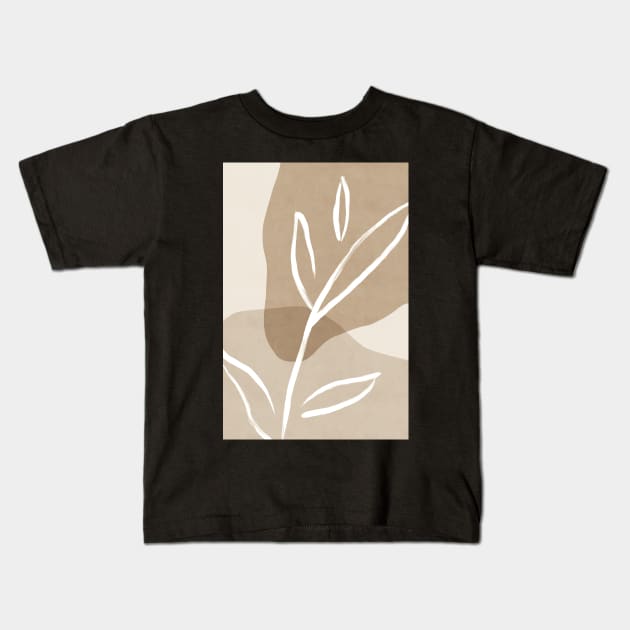 Beige botanical shapes Kids T-Shirt by VectoryBelle